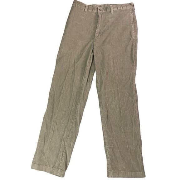 Haggar Mens Size 34x32 Corduroy Pants Tan Brown Pockets Zip Fly‎ Flat Front - Picture 1 of 7